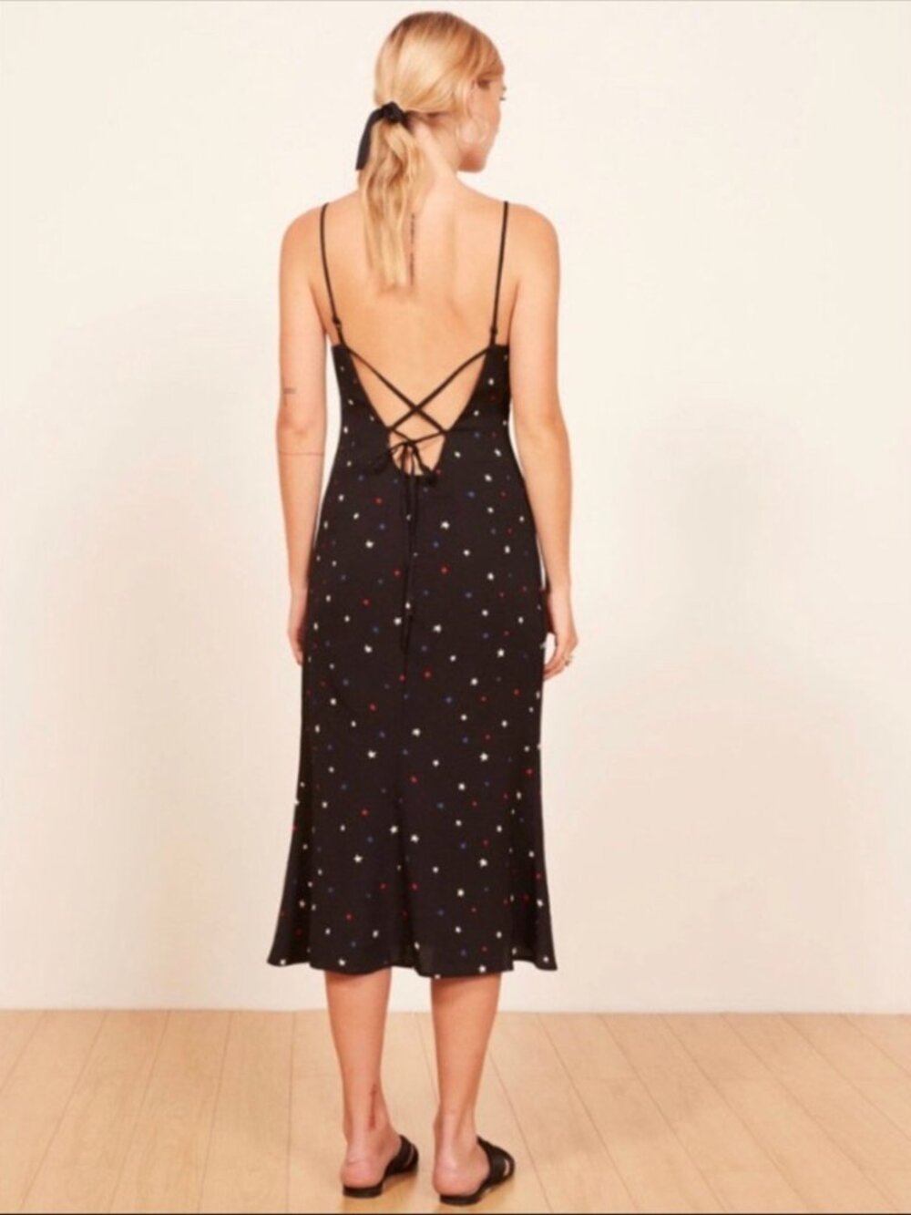 Reformation Jaxon lace-back slip dress